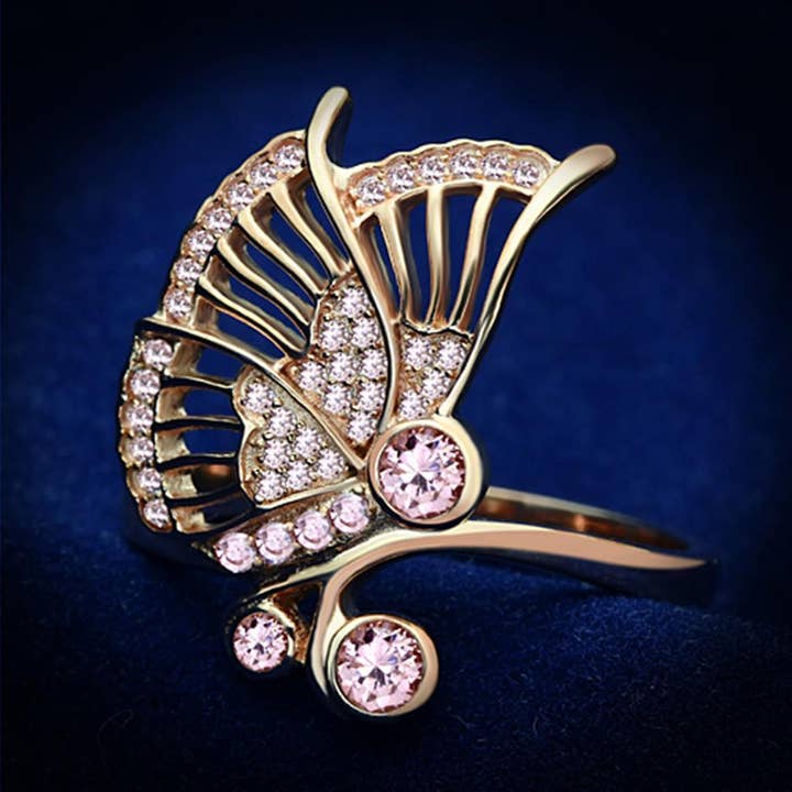 TS094 Ring aus 925er Sterlingsilber in Roségold mit AAA-Klasse CZ in Rose für den Großhandel von Alamode