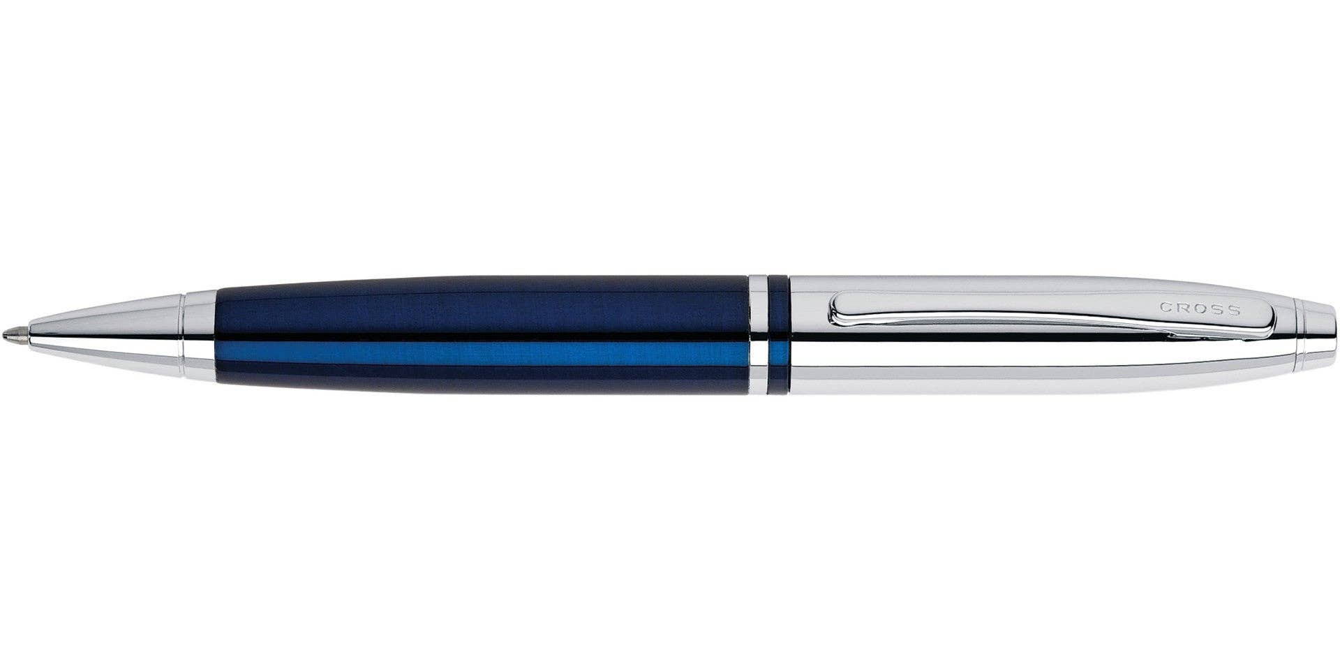 A. T. Cross - Wholesale Pen - Calais™ Chrome & Blue Lacquer Ballpoint Pen2