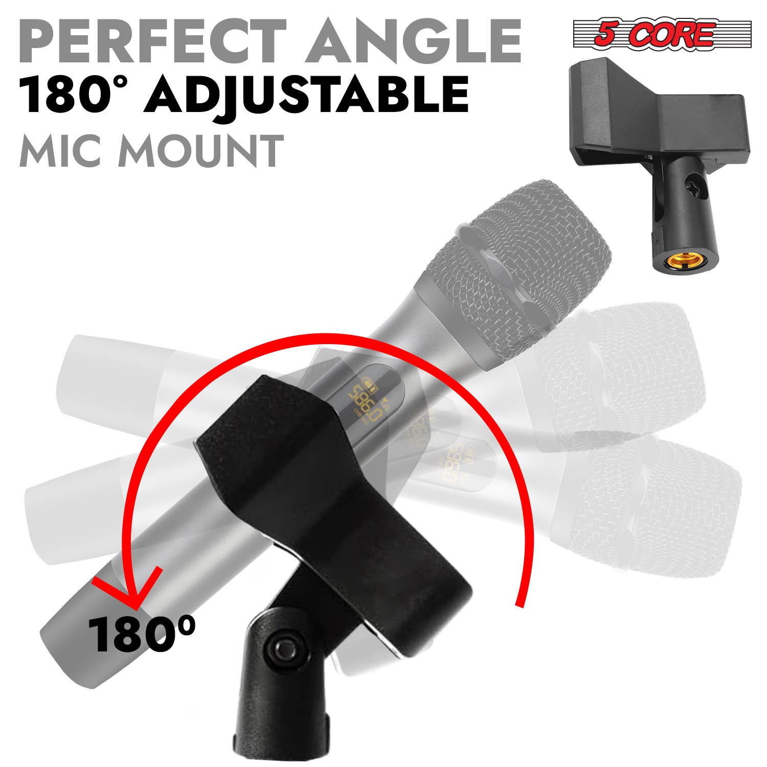 K Cube Inc - Wholesale Music Accessory - 5Core Microphone Stand Round Base Adjustable Mic Mount4