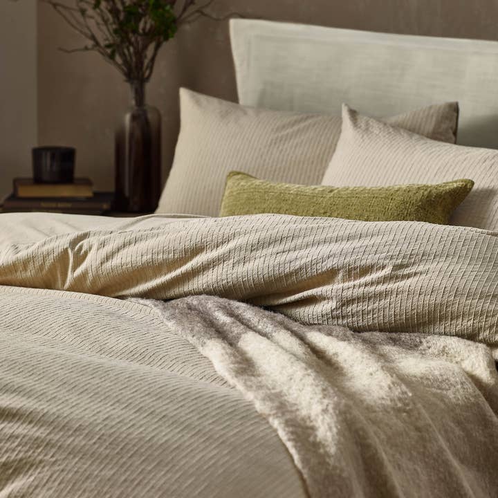Lin Parure de couette en coton 100 % Malton Stripe Lin en vente sur Faire