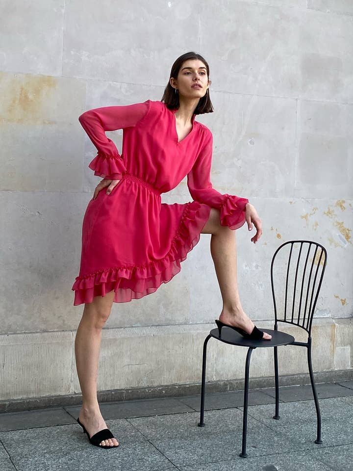 Ines Raspberry Klänning för wholesale av Entelier