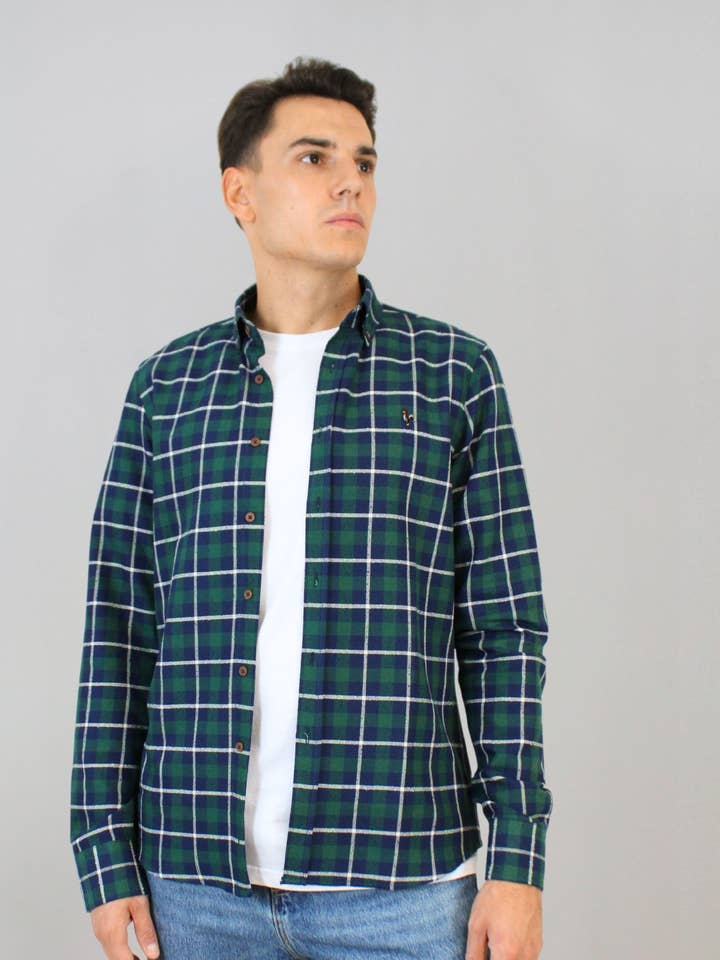 Grünes kariertes Hemd für den Großhandel von Patadegayo