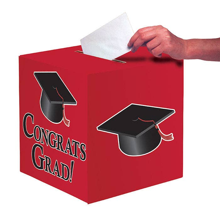 Bulk Graduation Card Boxes Red (6 per Case) for wholesale by Bulk Party Decor