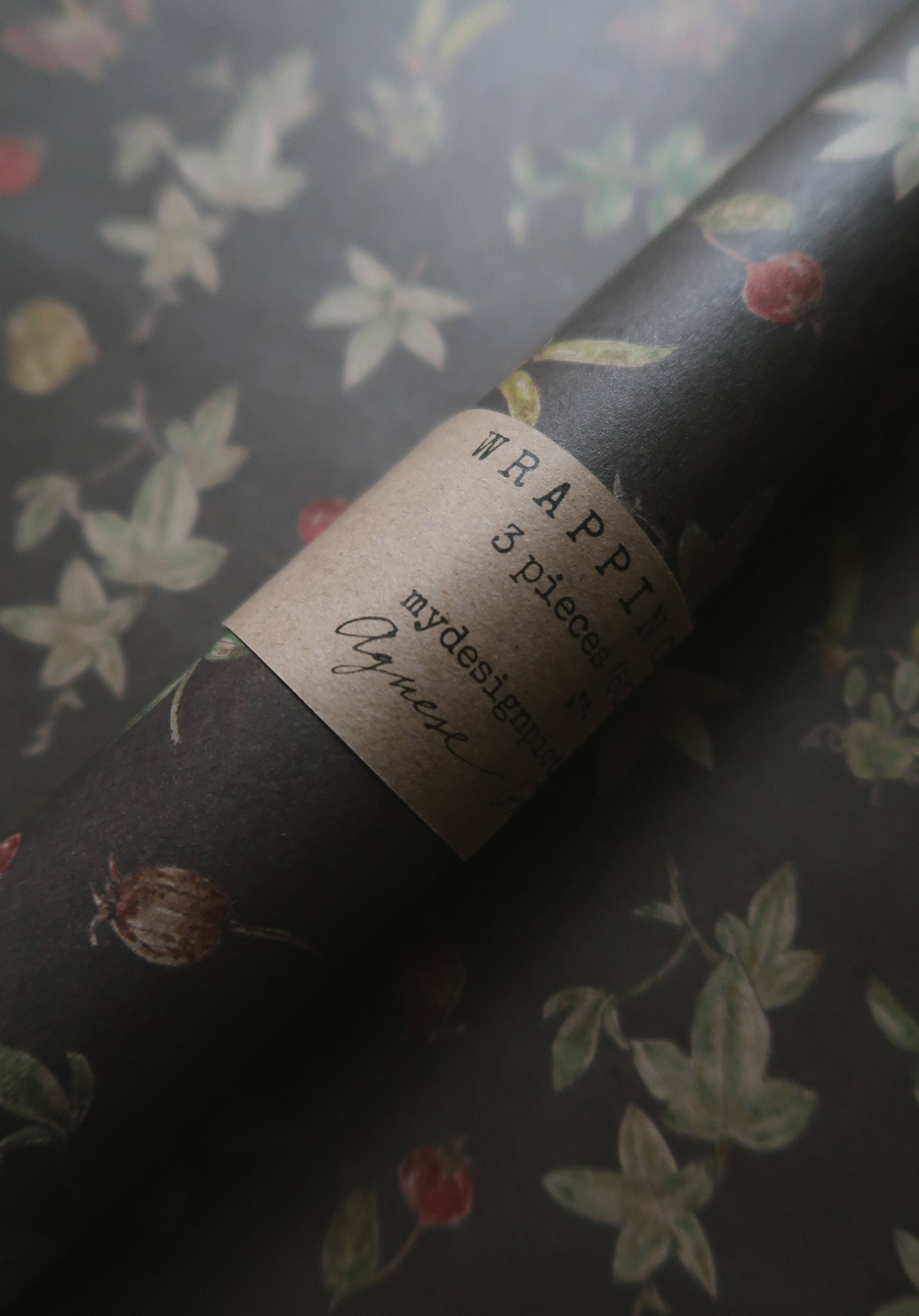 MyDesignPictures – wholesale Wrapping paper roll – Set Of 3 Pieces botanical Kraft Wrapping Paper1