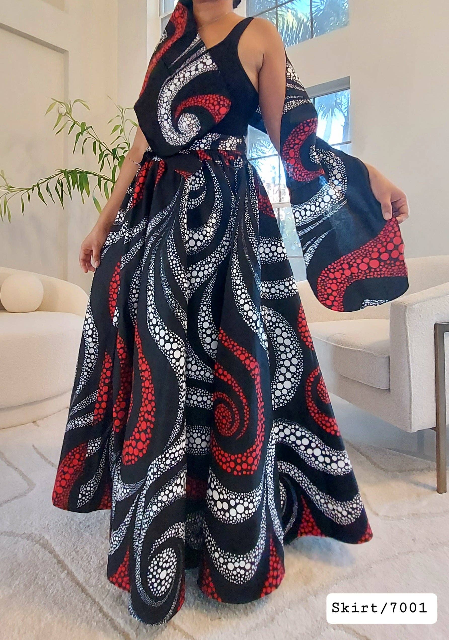 India Batik - Wholesale Skirt - Women's - 7001  Long Maxi Skirt / Swirl Print2