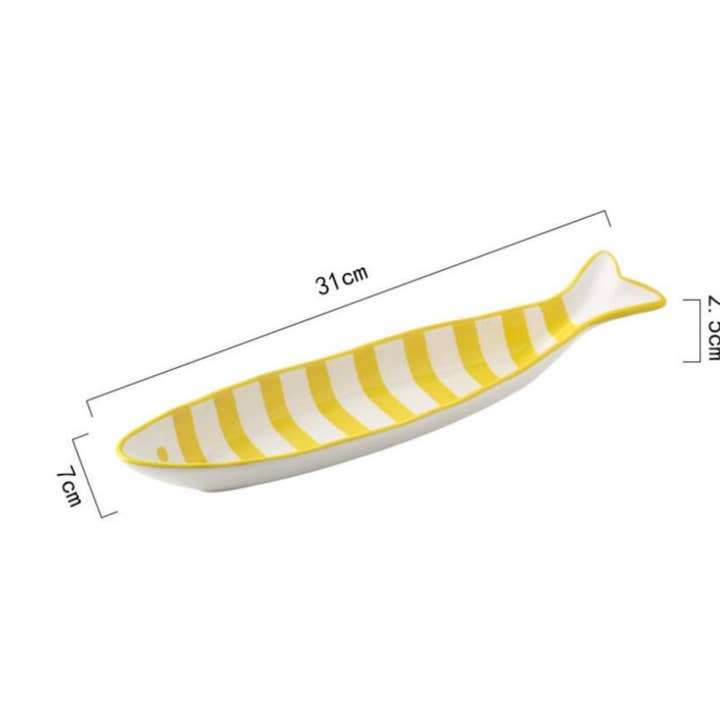 Homerely (We Cover All Import Duties) - Wholesale Dinner Plate - Hand Printed Fish Shape Ceramic Plate2