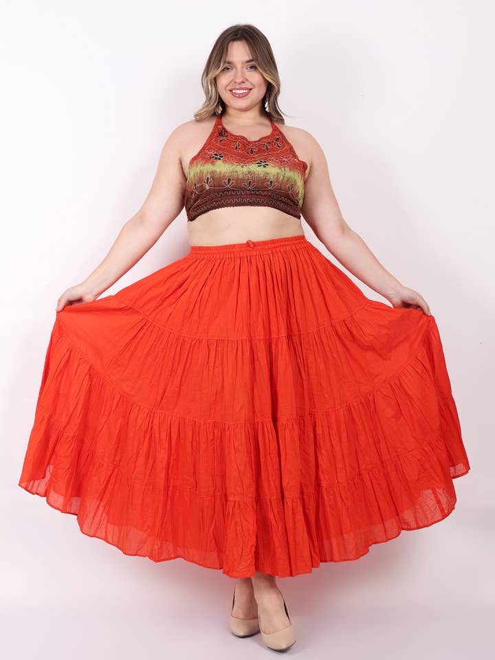 Wevez - Wholesale Skirt - Women's - Women's 8 Yard Solid Belly Cotton Fabric Casual long Skirts15