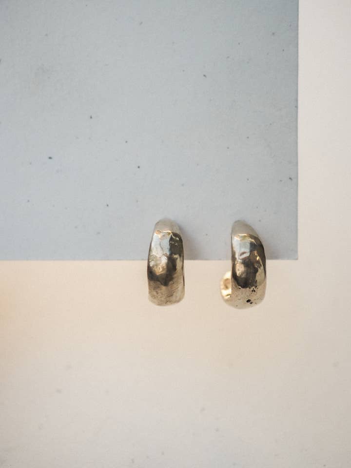 soho hoops | organic huggie hoops | bronze for wholesale by Emily Hartwell