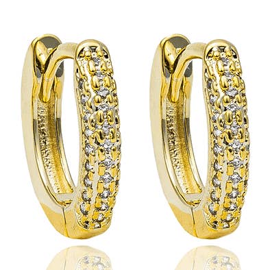 Slim Round Part CZ Pave Huggies (L283) for wholesale by MIA Jewelry