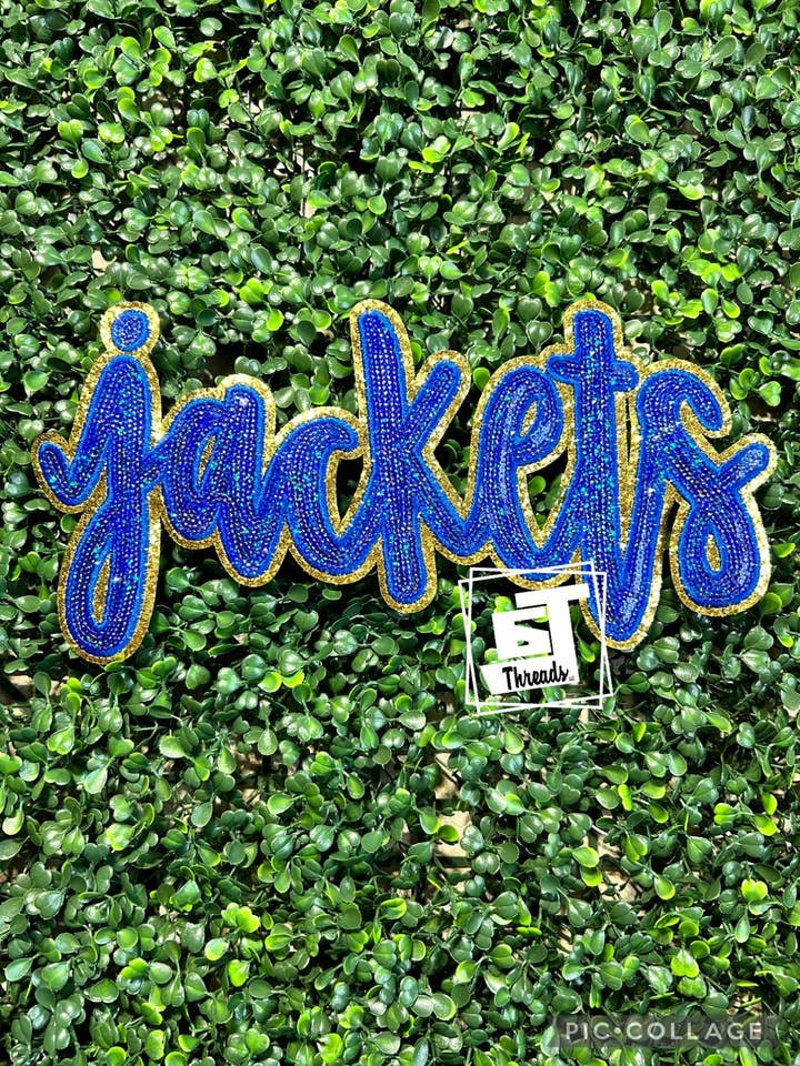 Blå kursiva paljettjackor... Endast lappar för wholesale av 6j Threads LLC