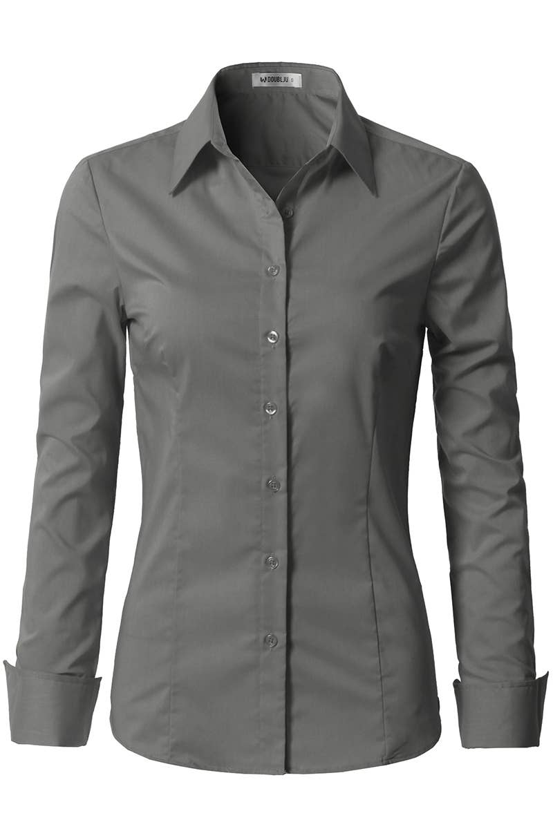 NINEXIS - Vente Chemise à col boutonné – femme - CWTDSL028_Chemises à col boutonné à manches longues25
