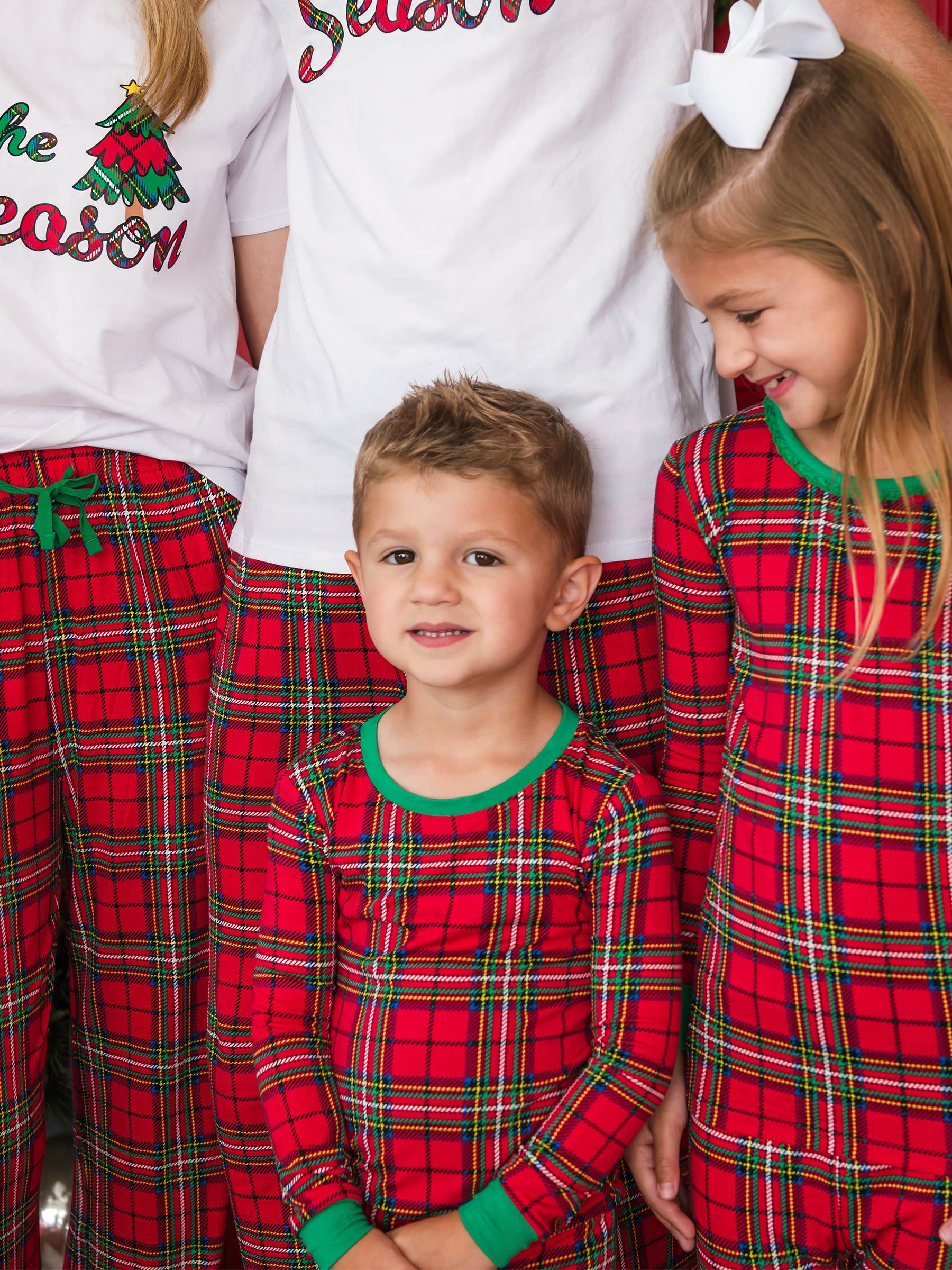 Röd SoftSnooze™ Barn Bambusviskos Röd Nicholas Rutig Pyjamaset med Lång Ärmar för wholesale på Faire6