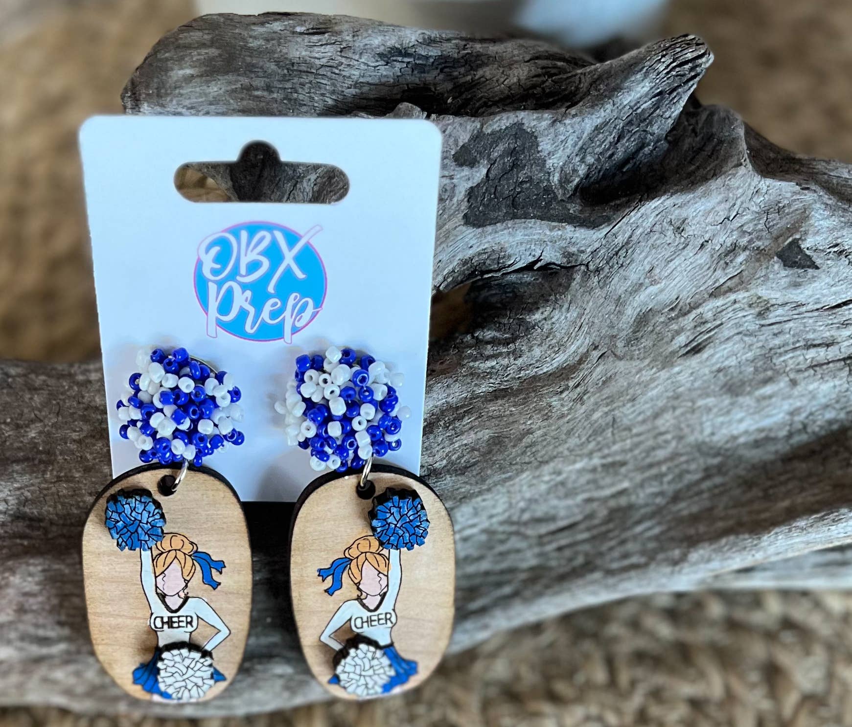 OBX Prep - Wholesale Dangle Earrings - Custom Hand-Painted 3D Cheerleader Earrings Beaded Stud Top0