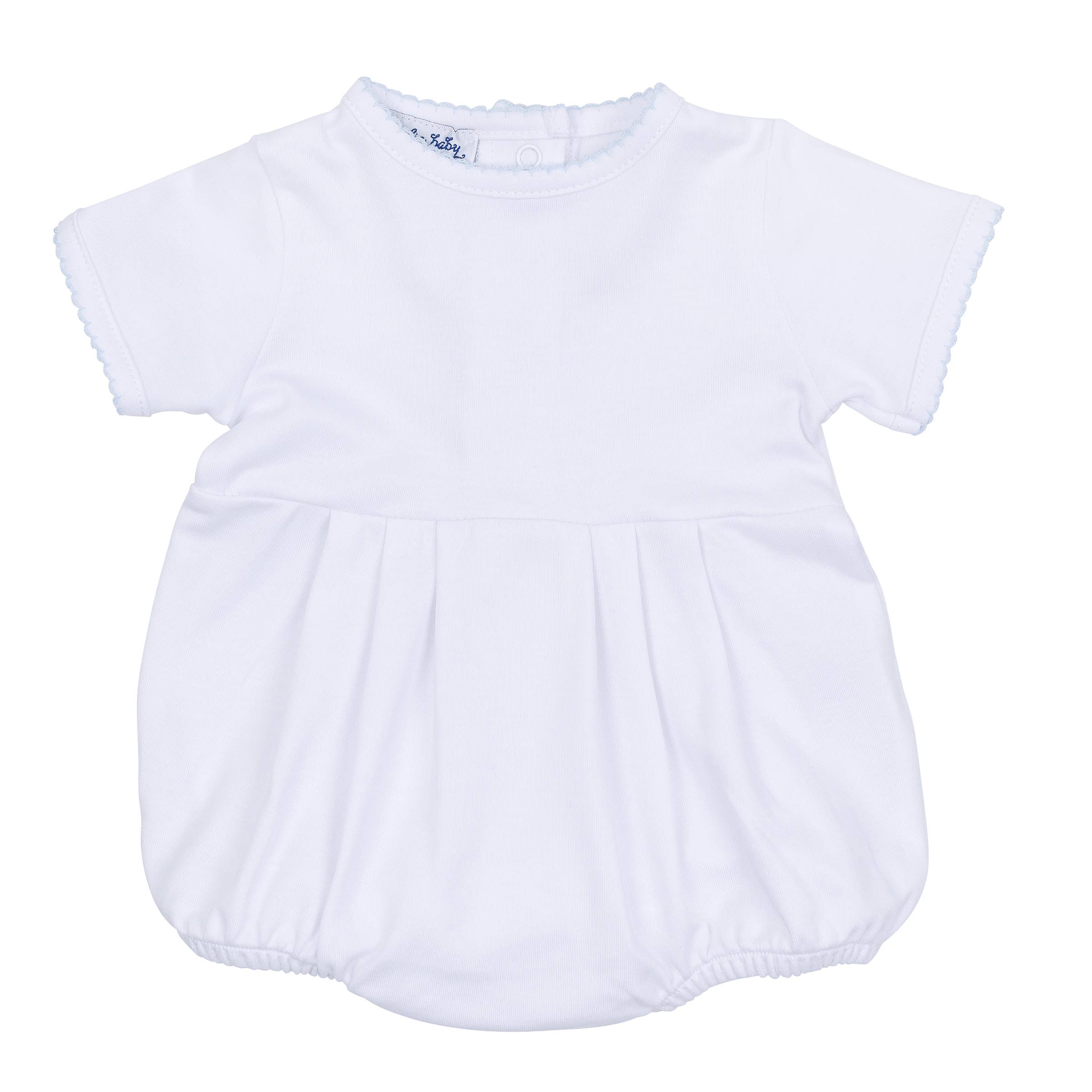 Magnolia Baby - Wholesale Bodysuit (Non-Footed) - Baby - Essentials Bubble - White with Blue Picot Trim2