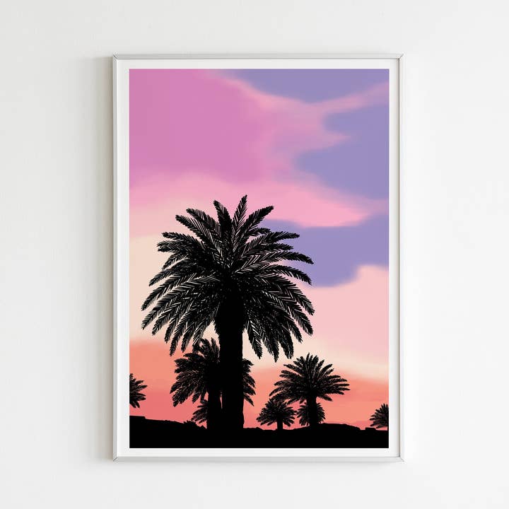Poster de palmiers avec coucher de soleil pour la vente par Endless Summer Posters