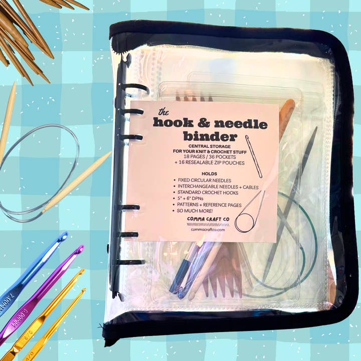 The Hook & Needle Binder - Deluxe Knitting Crochet Organizer for wholesale by Comma Craft Co
