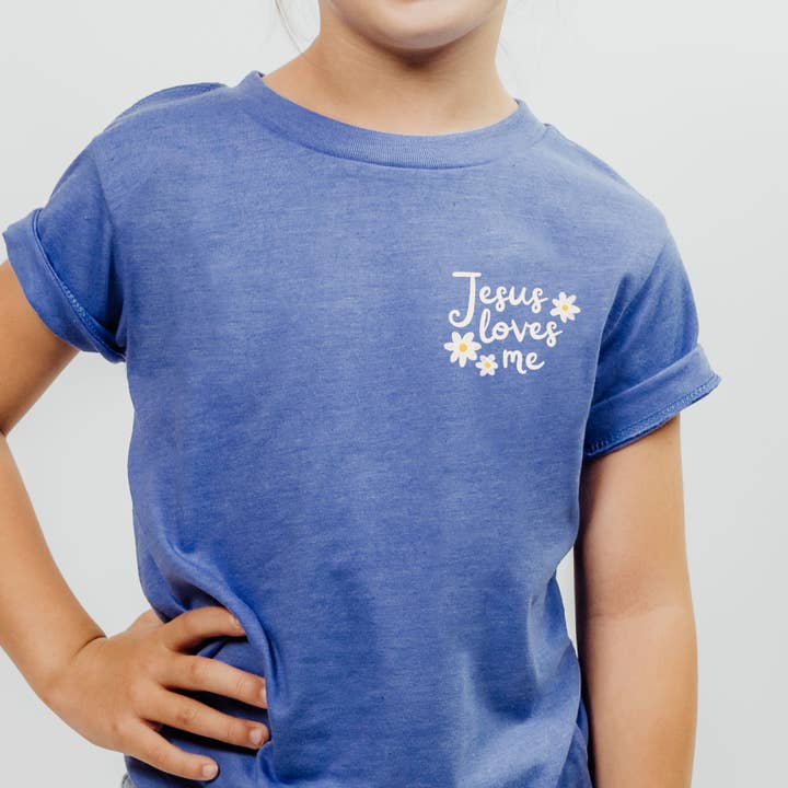 Christian Kid's Tshirt, Youth Tee, Jesus Loves Me, for wholesale by Scripted Pearl