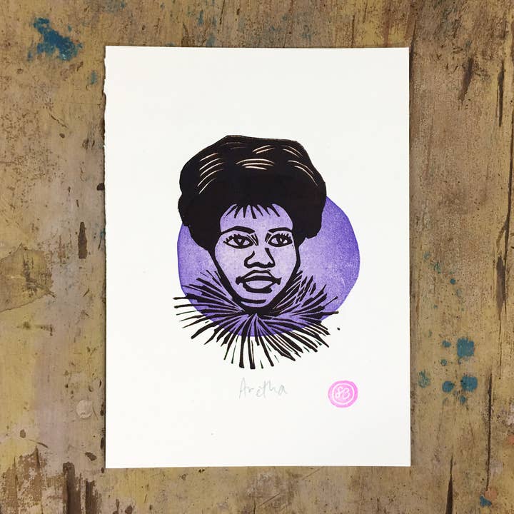 Tirage à la main Aretha 5x7 pour la vente par Loaded Hips Press