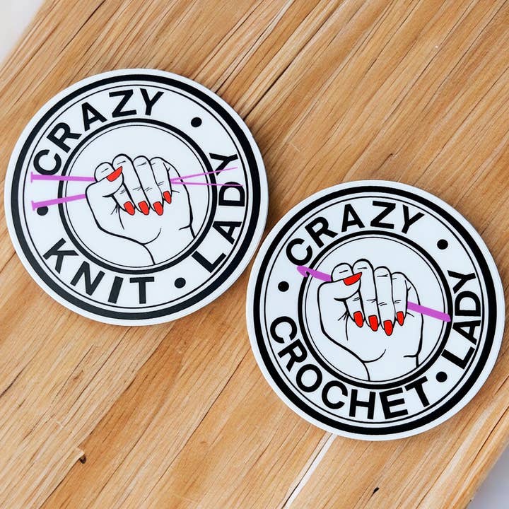 Crazy virka och sticka dam klistermärke för wholesale av Anna B. Shop