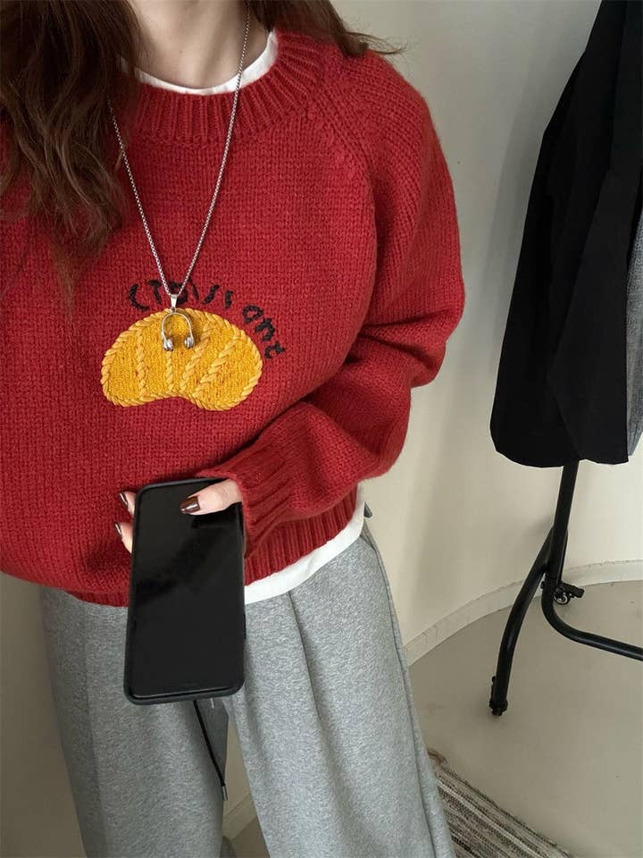 Marayn - Wholesale Knitted jumper – Women′s - Cute Korean Style Cartoon Letter Knit Sweater20