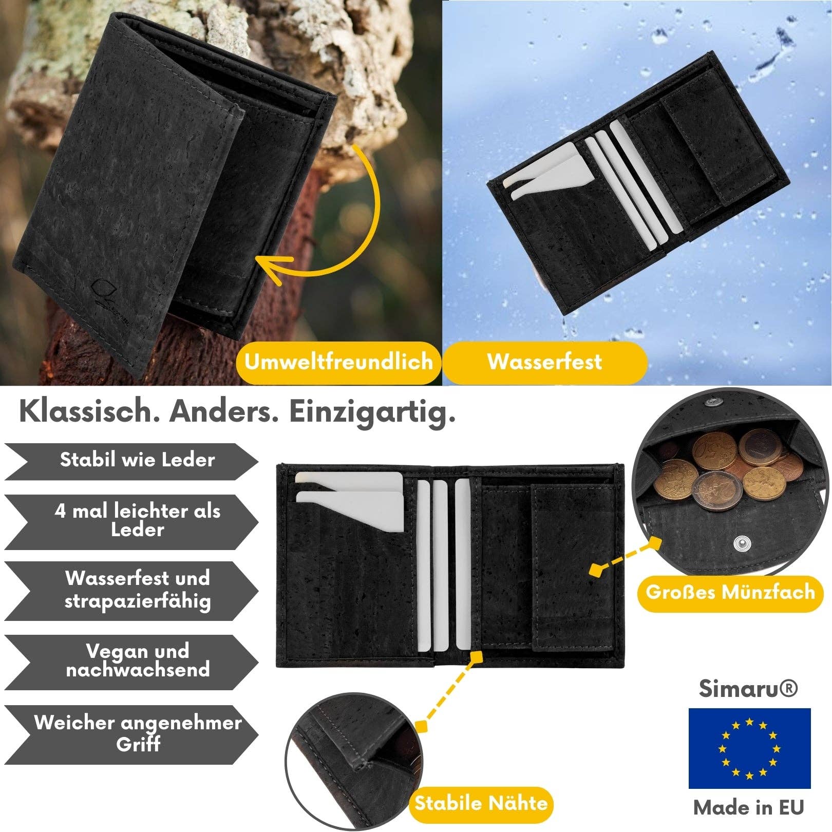 Simaru – Carteira – Homem por atacado – Carteira em cortiça Levi15