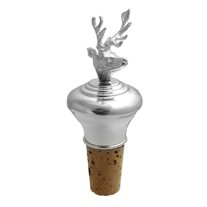 Bouchon de bouteille en argent sterling anglais en forme de tête de cerf. NUMÉRO DE RÉFÉRENCE : GT2048. pour la vente par Corbell Silver