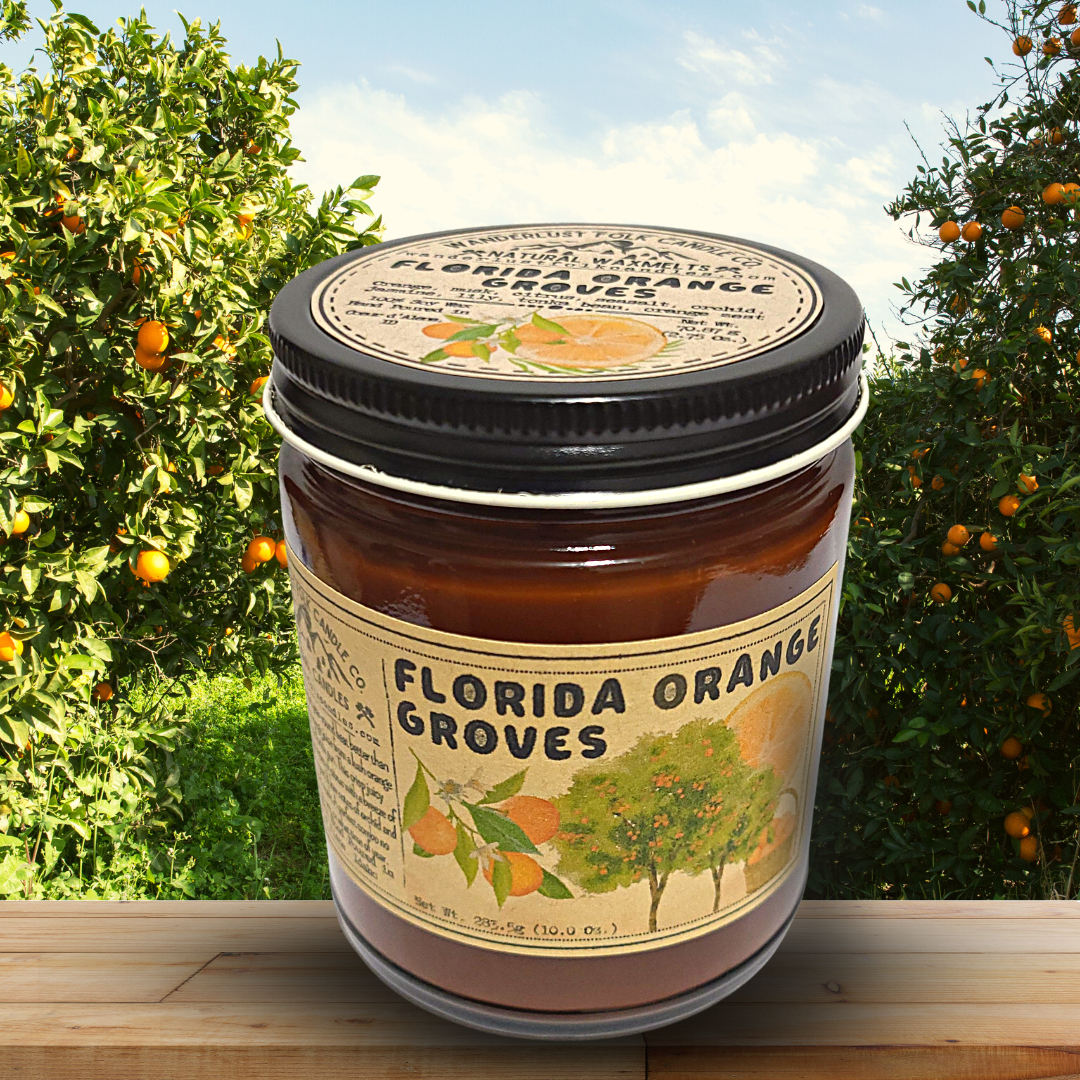 Wanderlust Folk - Wholesale Jar/Filled Candle - Florida Orange Groves - USA MADE - Soy Wax Candles1