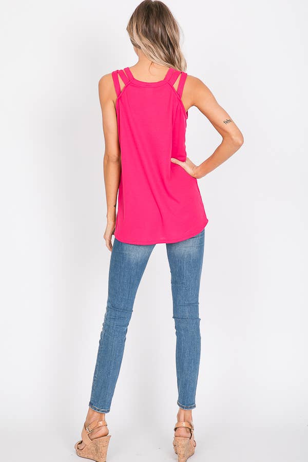 7th Ray - Venta al por mayor Camiseta sin mangas - Mujer - Top de Tirantes con Detalle de Correa en el Hombro de Punto Térmico T23958