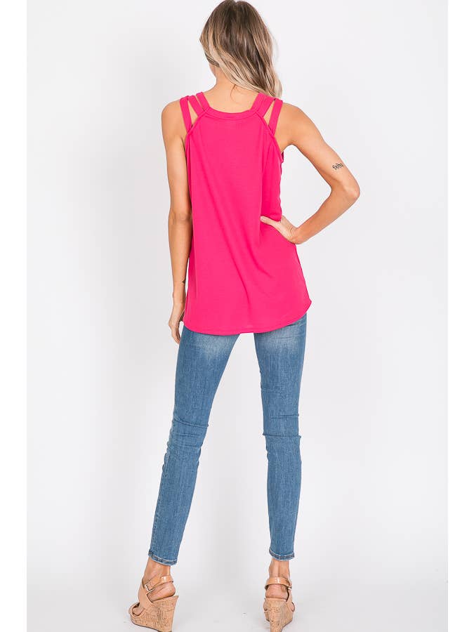 7th Ray - Venta al por mayor Camiseta sin mangas - Mujer - Top de Tirantes con Detalle de Correa en el Hombro de Punto Térmico T23958