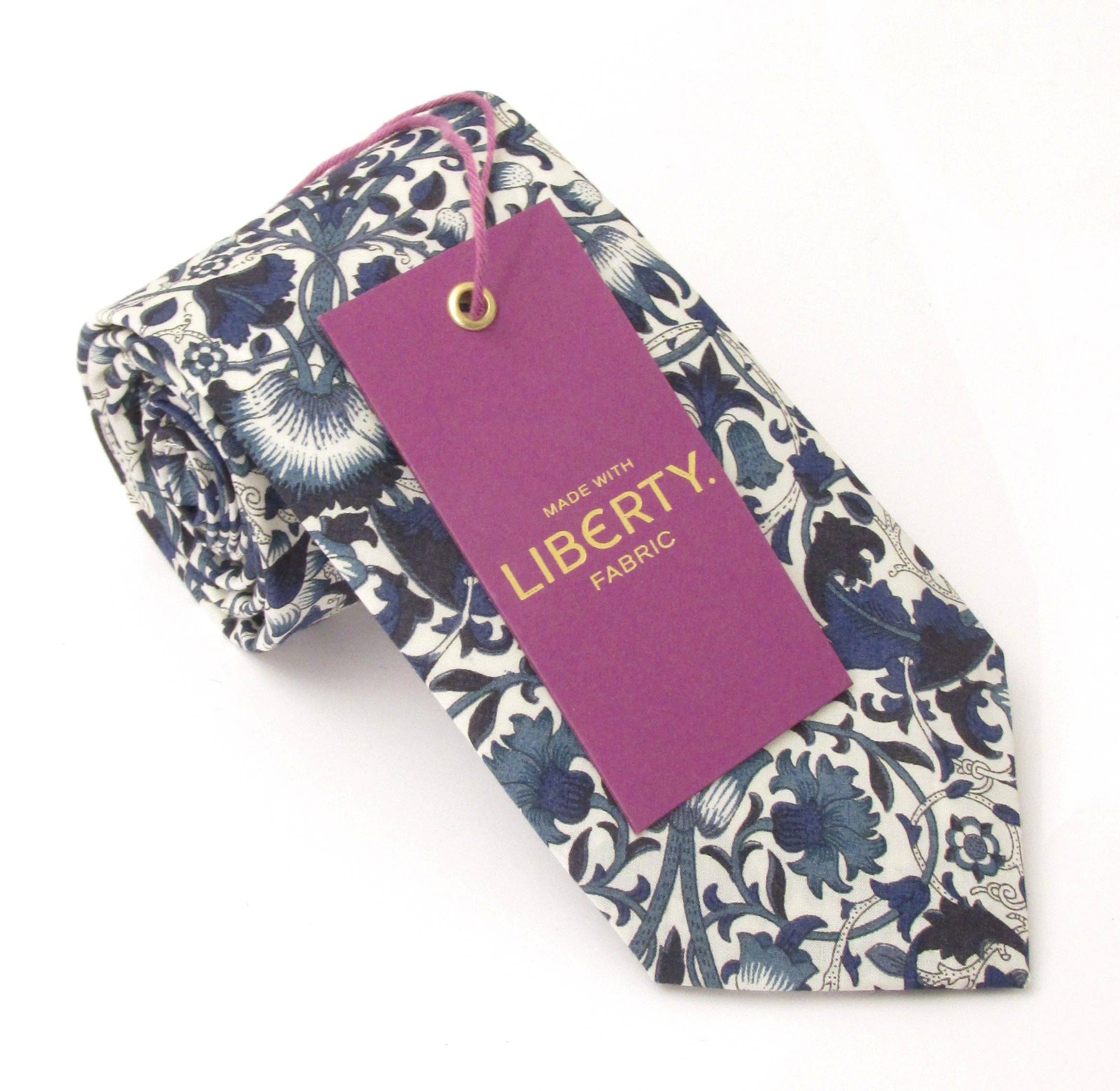 Cecil Jones - Wholesale Necktie - Men's - Lodden Navy Organic Cotton Tie Made with Liberty Fabric1