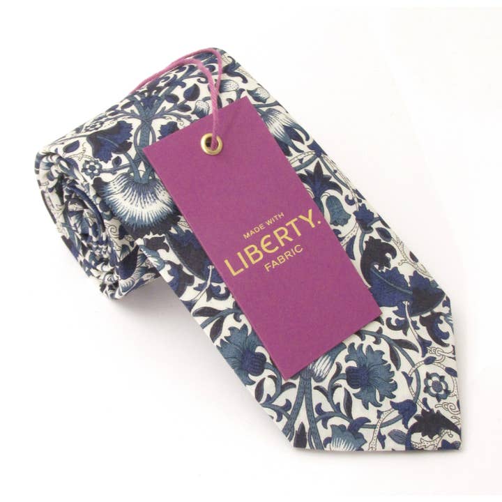 Cecil Jones - Wholesale Necktie - Men's - Lodden Navy Organic Cotton Tie Made with Liberty Fabric1