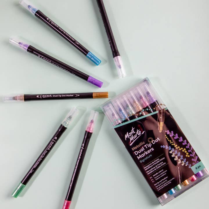 Mont Marte Usa, Inc. - Wholesale Marker - Metallic Dual Tip Dot Markers Signature 6pc9
