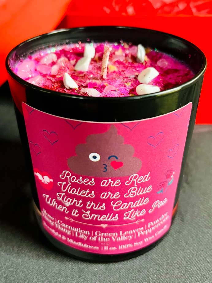 Funny Valentine's Day Soy Wax Crystal Candle, Vegan for wholesale by Moonlight & Mindfulness