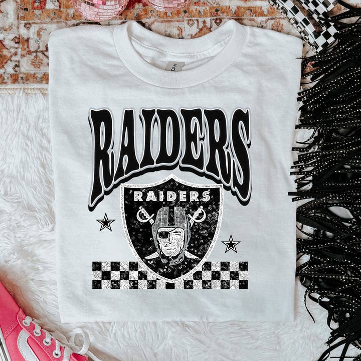Faux Glitter Raiders Graphic Tee for wholesale by ZZ Threadz