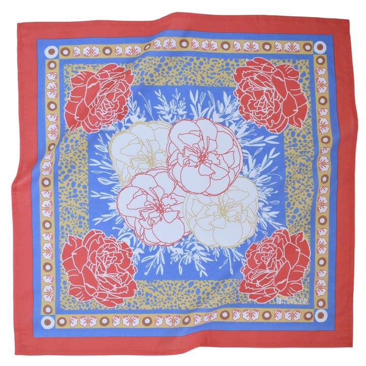 Peony Bandana - 100% Cotton - Hand Printed - Red and other Purchase Wholesale red bandanas. Free Returns & Net 60 Terms on Faire trending on Faire.