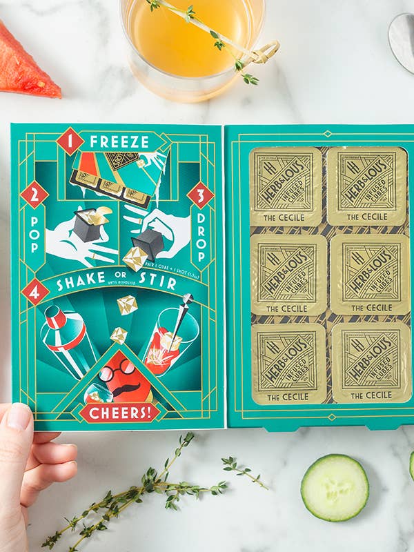 Cucumber & Watermelon Margarita Cocktail Mixer Cubes- 6-Cube for wholesale by Herb & Lou's