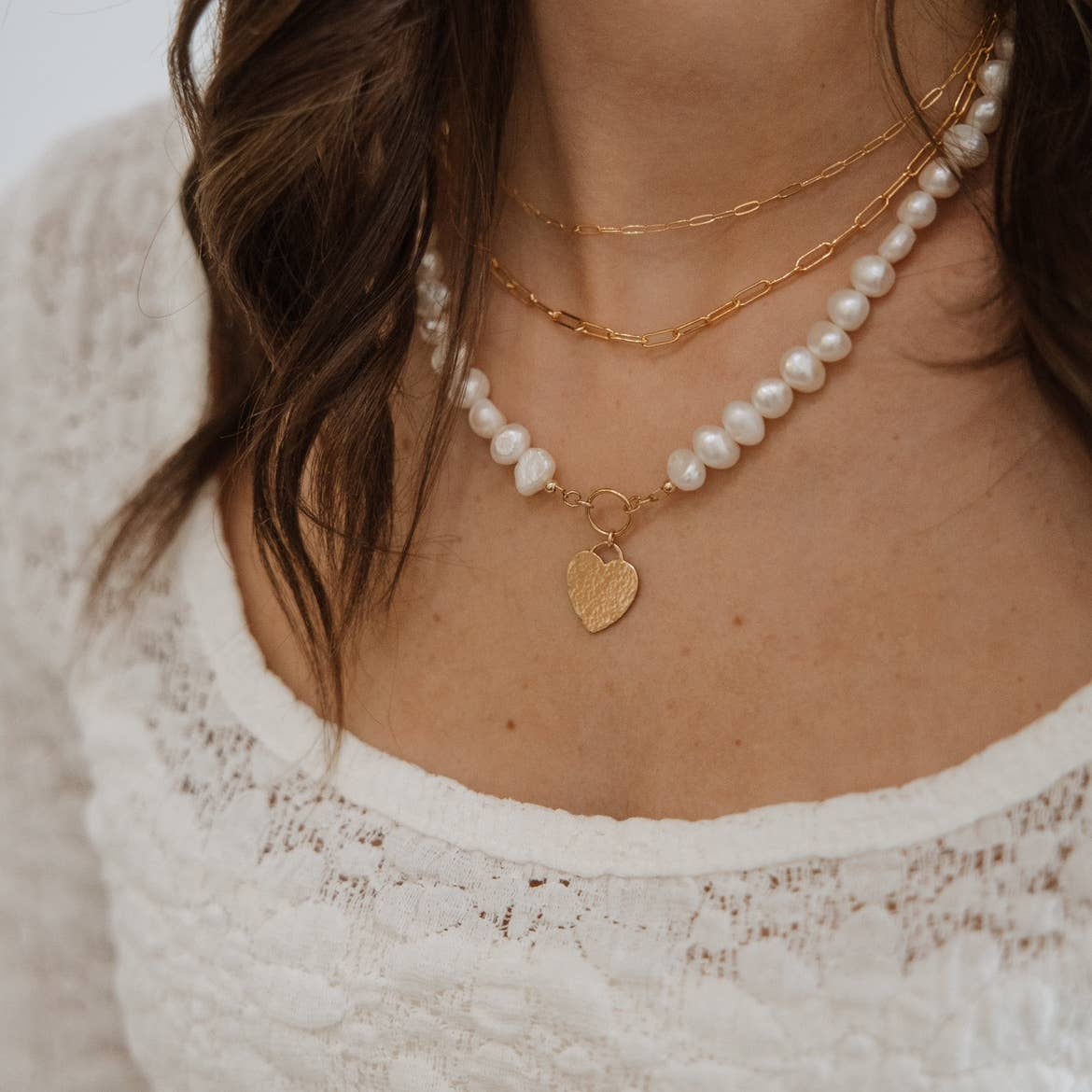True by Kristy Jewelry - Wholesale Beaded/Pearl Necklace - Sunkissed Freshwater Pearl Heart Necklace Gold Filled5