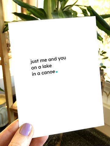 Note Card - just me and you on a lake in a canoe. for wholesale by Carrie Anne Arts co.