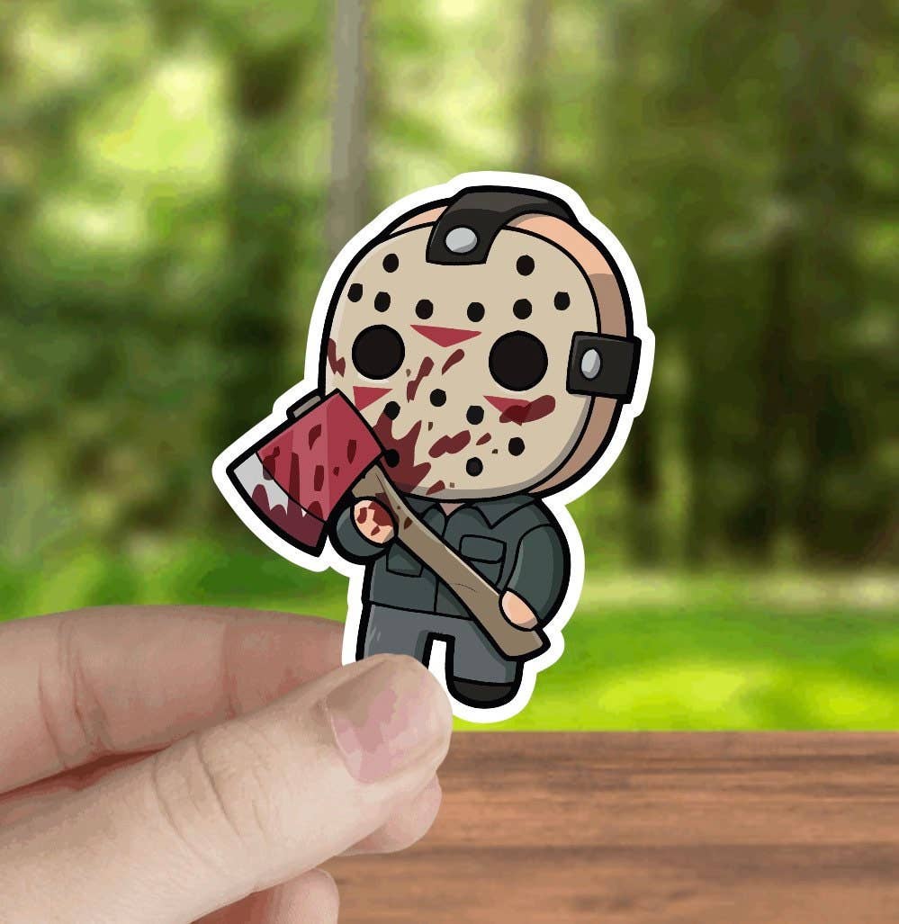 Crazilyhumbledesigns – Großhandel Aufkleber – Jason, niedlich, Horror-Cartoon, wasserdichte Aufkleber, Hydroflask-Aufkleber, Meme-Aufkleber, Laptop-Aufkleber, Tumbler-Aufkleber, Wasserflaschen-Aufkleber1