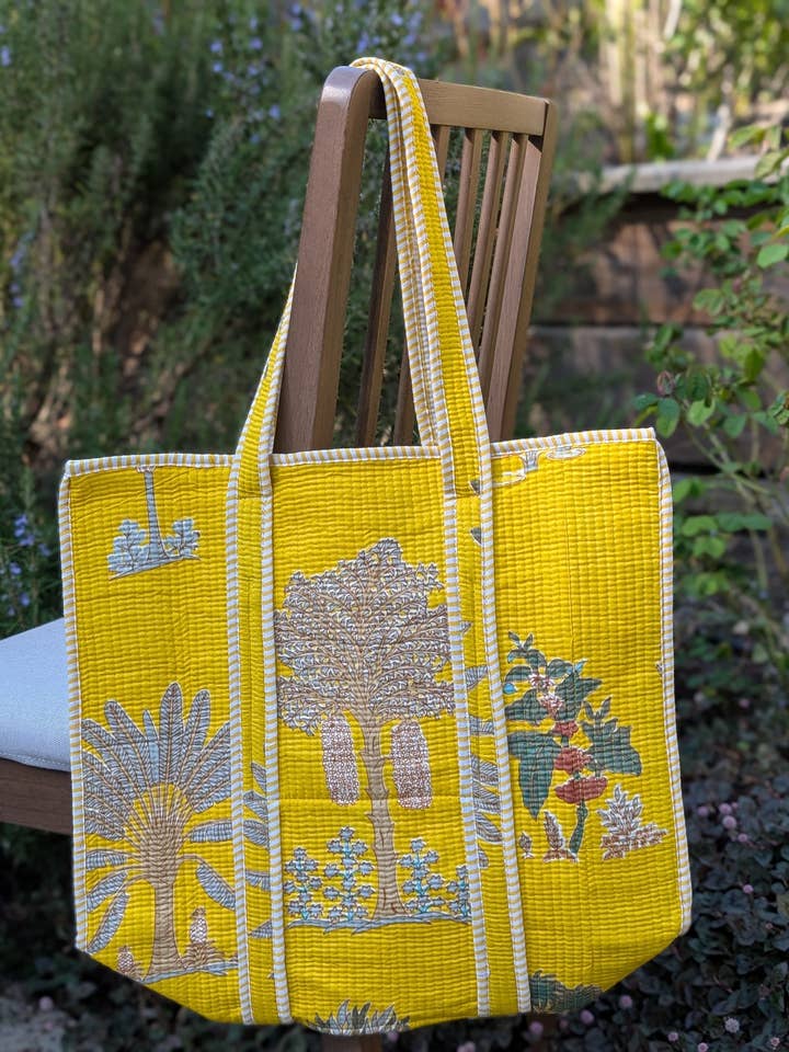 Palm Beach Print Tote Bag for wholesale by Mystic Marigold Co.