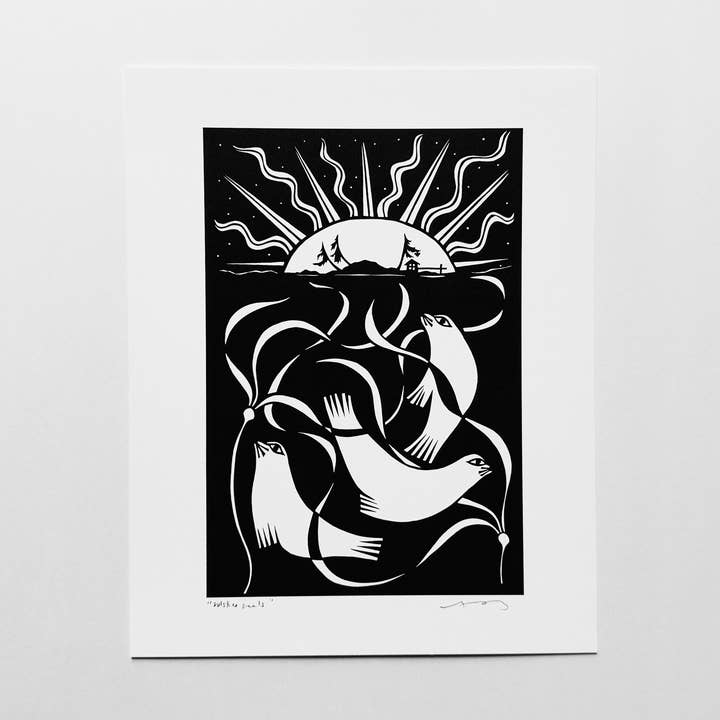 Impression "Solstice Seals" 8x10" pour la vente par Anna Brones