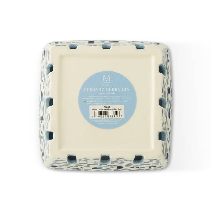 Core Home - Wholesale Basket - Printed Ceramic Berry Basket - Blue Floral2