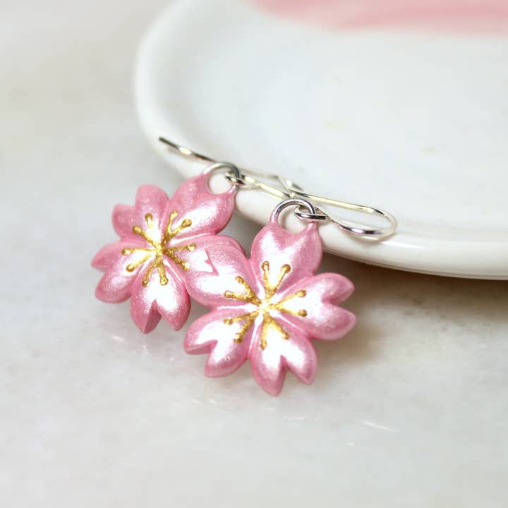 Cherry Blossom Drop Earrings for wholesale by Mariposa Miniatures