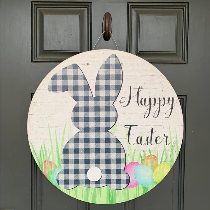 Happy Easter Plaid Door Hanger 23" for wholesale by Birch and Boulder LLC