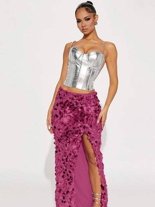 Langer Rock mit Pailletten für den Großhandel von Flarix