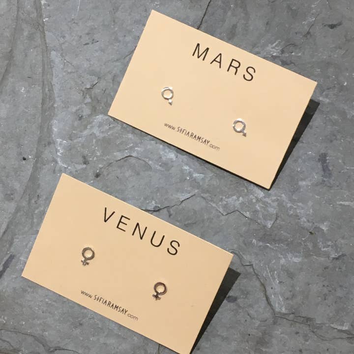 Sofia Ramsay - Wholesale Stud/Post Earrings - Planet Symbol Geometric Stud Earrings .925 Sterling Silver11