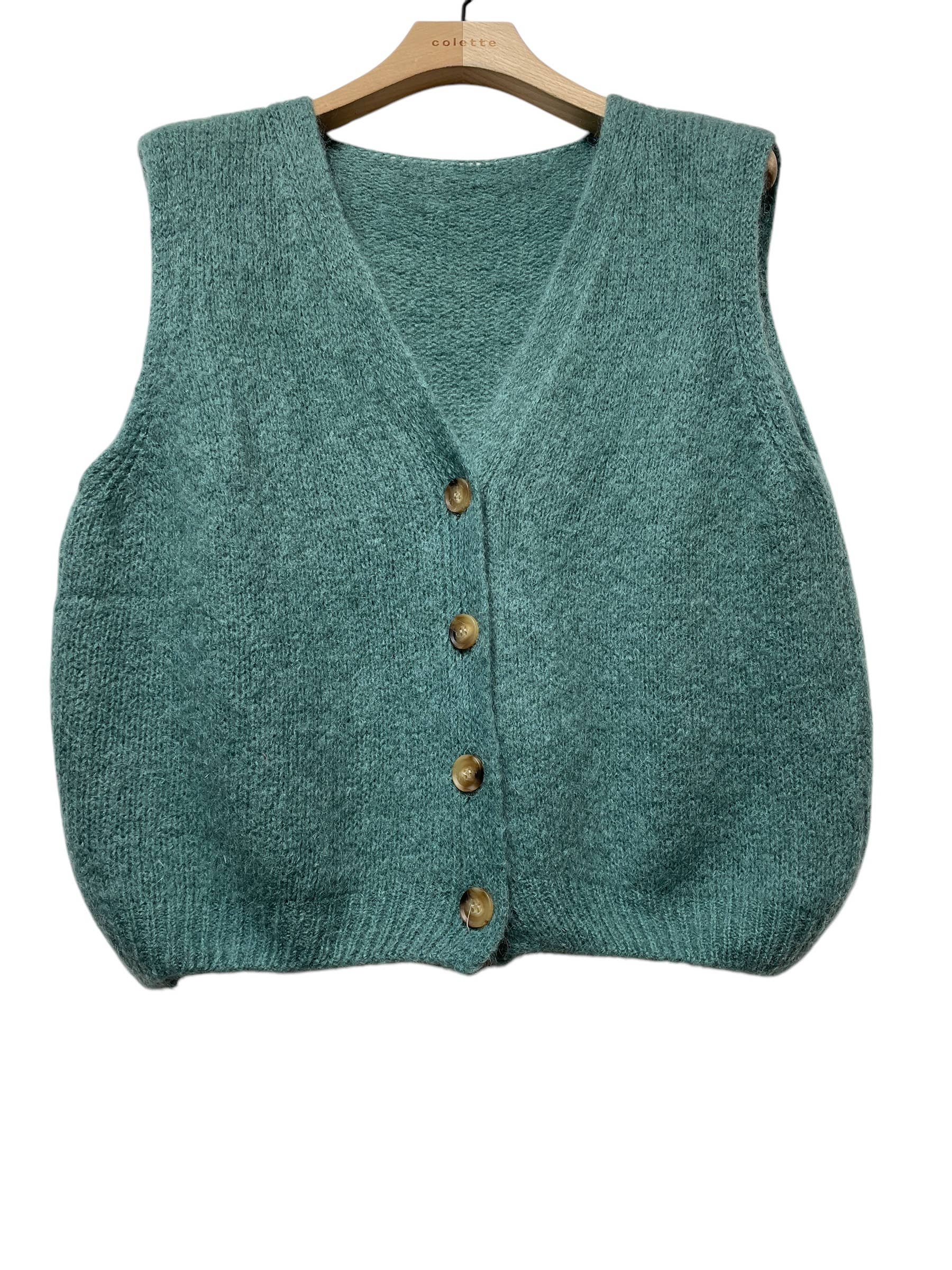 LINEN & COTTON HOUSE - Wholesale Sweater Vest - Women's - Sleeveless sweater with buttons 507112