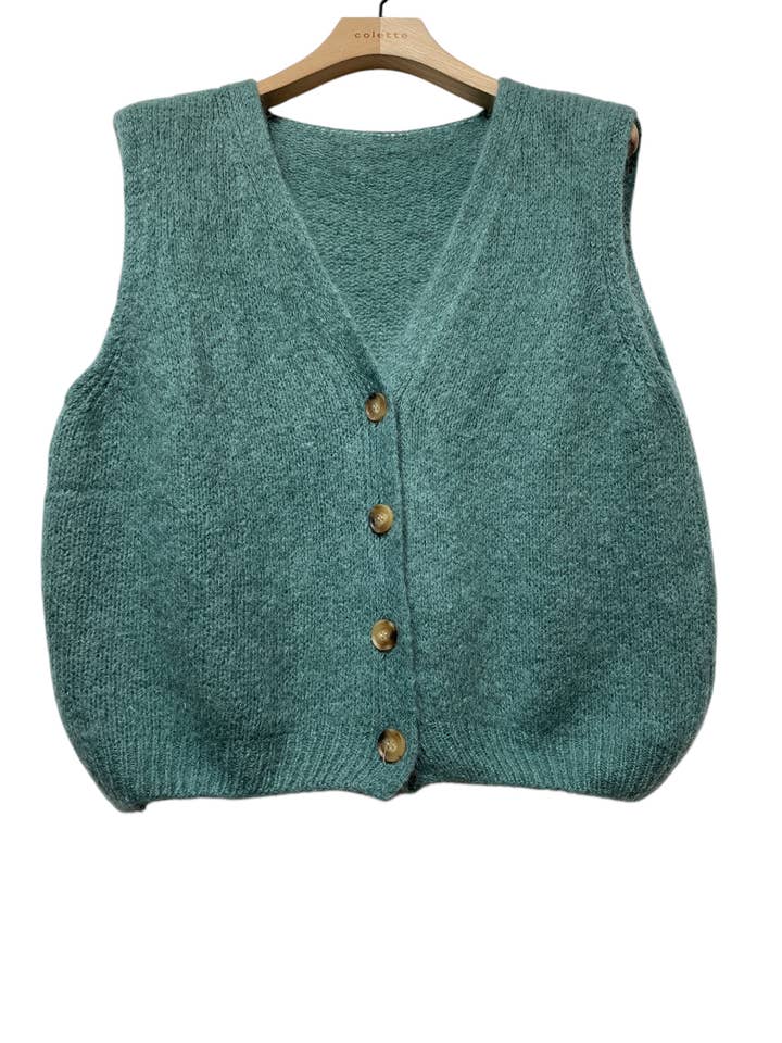 LINEN & COTTON HOUSE - Wholesale Sweater Vest - Women's - Sleeveless sweater with buttons 507112
