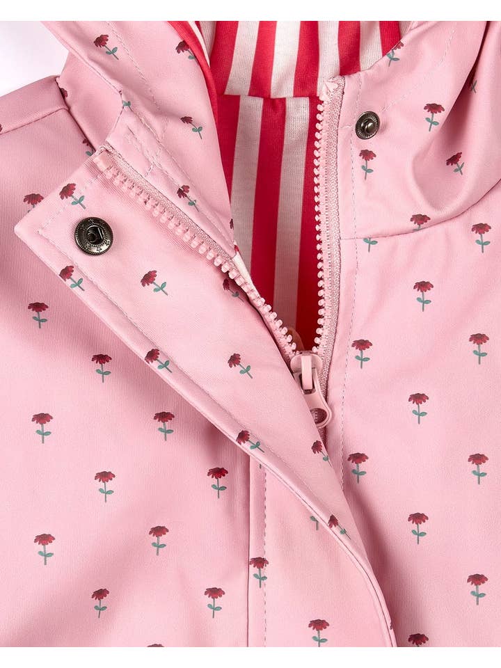 Pink Flowers In Bloom Lined Kids Raincoat with Pouch for wholesale on Faire2