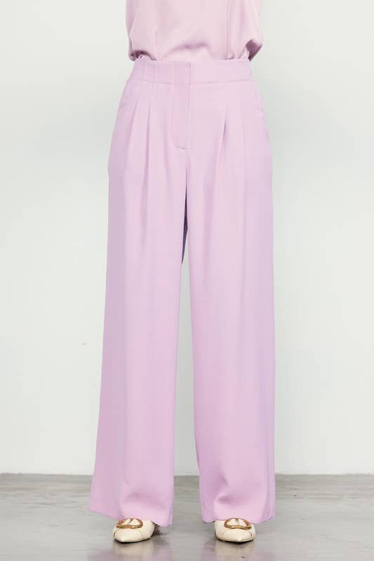 SKIES ARE BLUE - Wholesale Pants - Women's - Recycled Pintuck Wide Leg Pants
10